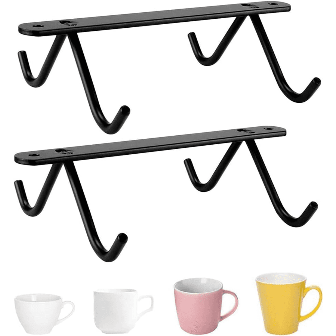 2 Pieces Hanging Cup Holder, Under Cabinet Hook, Cup Wine Glass Storage Hooks